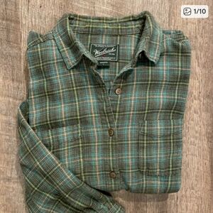 Woolrich Green spruce plaid cotton button down shirt size large